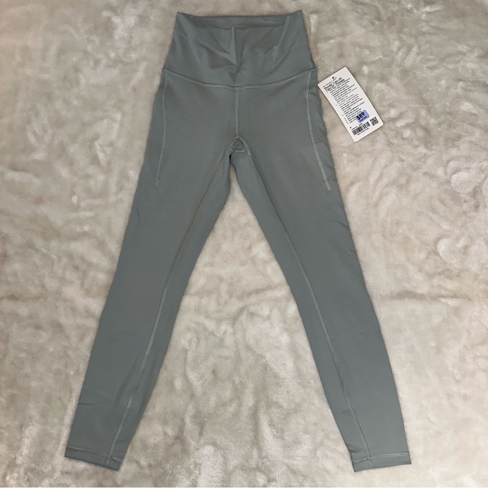 NWT Lululemon Athletica Wunder Train High Rise Light Gray 25” Leggings Size 4